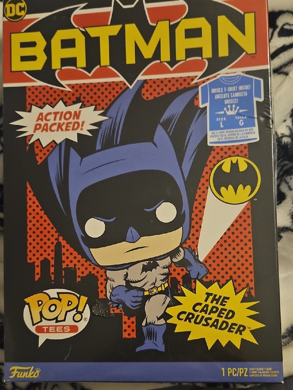 Funko Batman Graphic Pop! Tees Box – Black, Blue, Yellow, Red